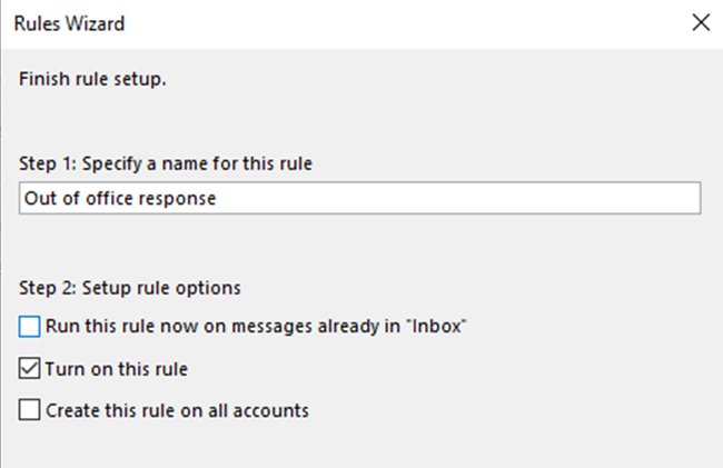 How to set up an Outlook out of office response using rules – Heliocentrix