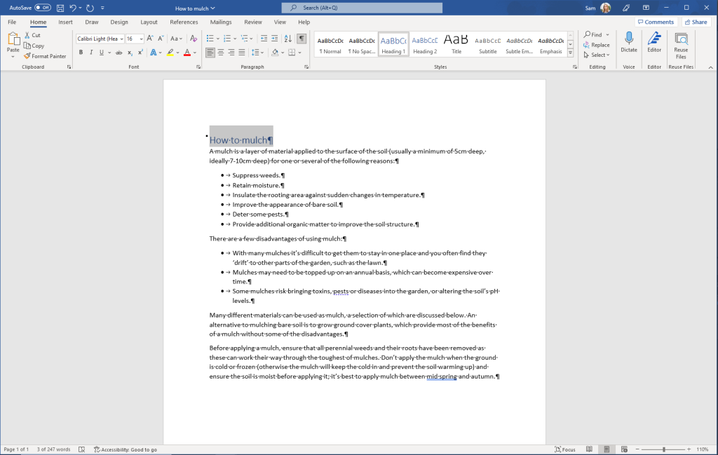 Format Headings Styles in Microsoft Word