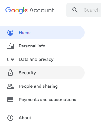 Google Account Security tab