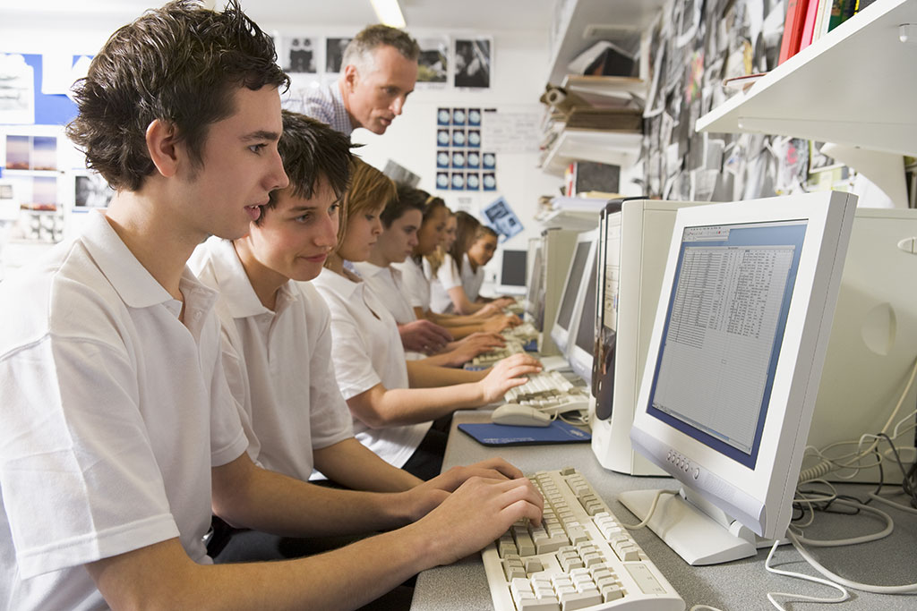 Students working on computers