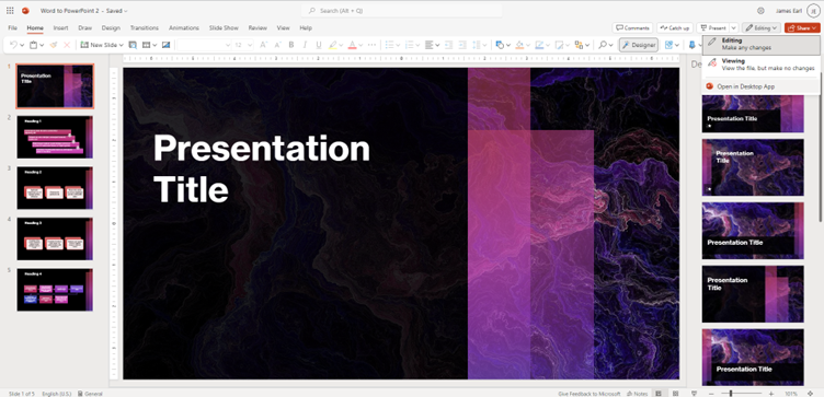 How to create a PowerPoint Presentation from a Word Document Step 4