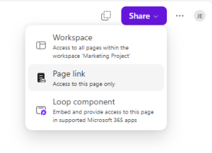 screenshot from loop workspaces showing how to create a loop page