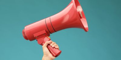 Bright red megaphone
