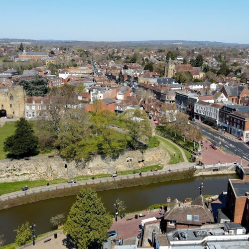 Tonbridge Kent UK Aerial drone view default