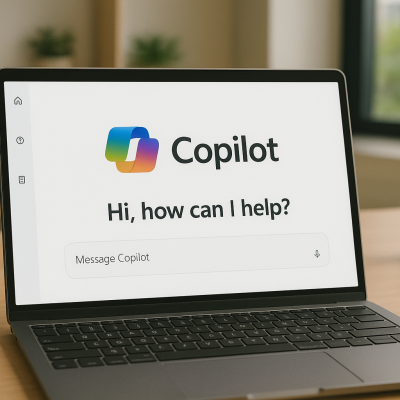 Copilot App on laptop on a desk