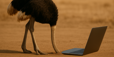 Create an image of an Ostrich with it's head in th