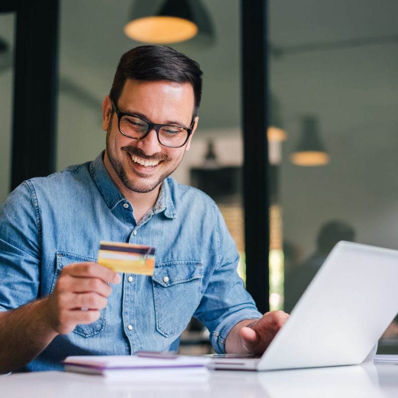A potential customer using a secure digital service to buy online